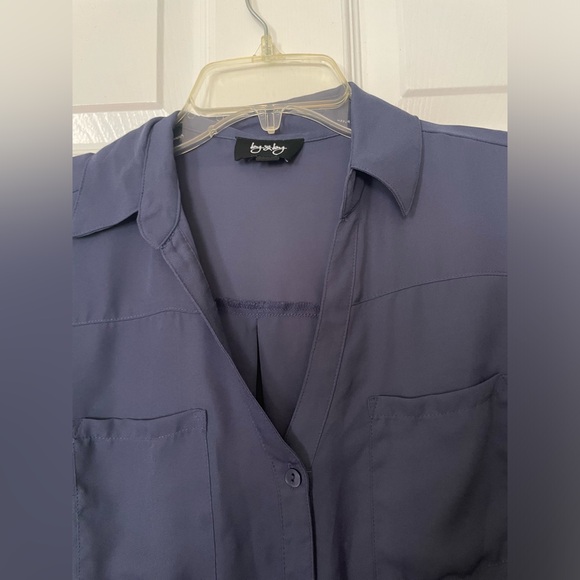Blue Button Down Blouse - Picture 2 of 3